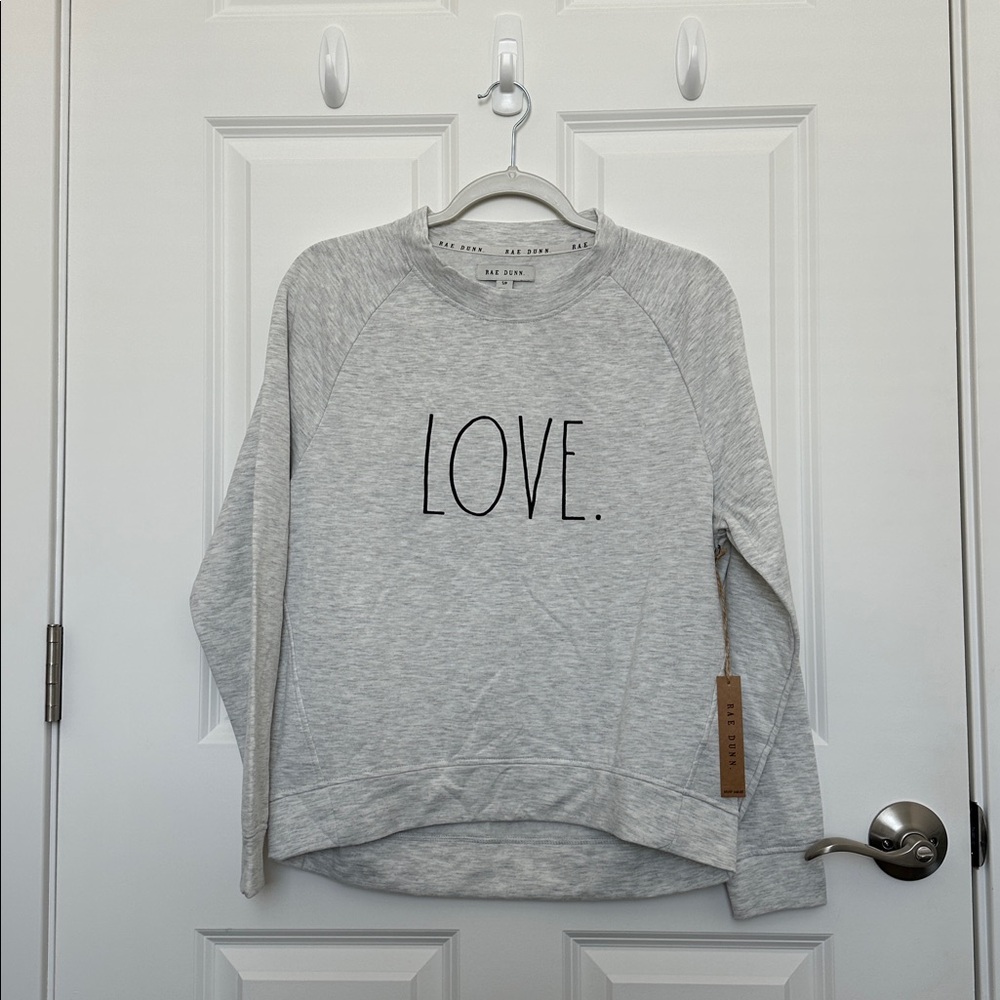 Rae Dunn “Love” Heather Grey Sweatshirt Size Small
